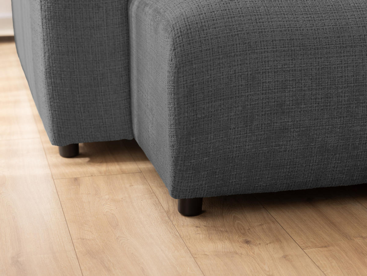 WOHNLANDSCHAFT Calma mit Schlaffunktion und Bettkasten im Bumpy-Design aus weichem Grau Chenille-Stoff - Schwarz/Grau, Holz/Kunststoff (336/88/140cm) - S-Style Möbel