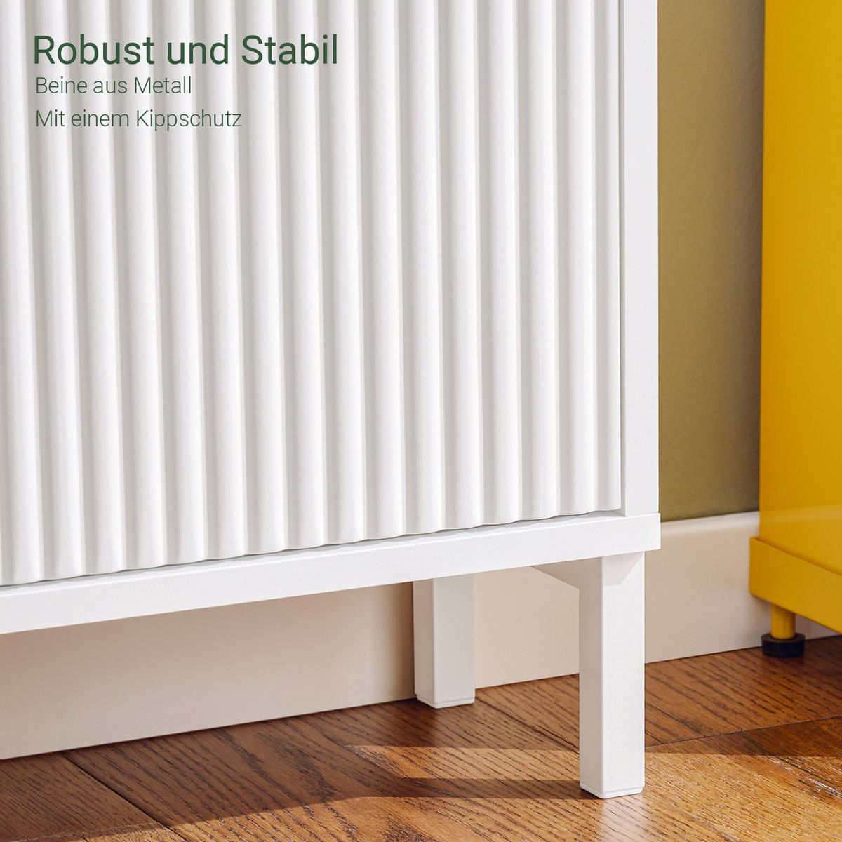 SCHUHSCHRANK mit 4 Klappen schmal 100x91x19cm Weiß - Weiß, Holzwerkstoff/Metall (100/91/19cm) - SoBuy