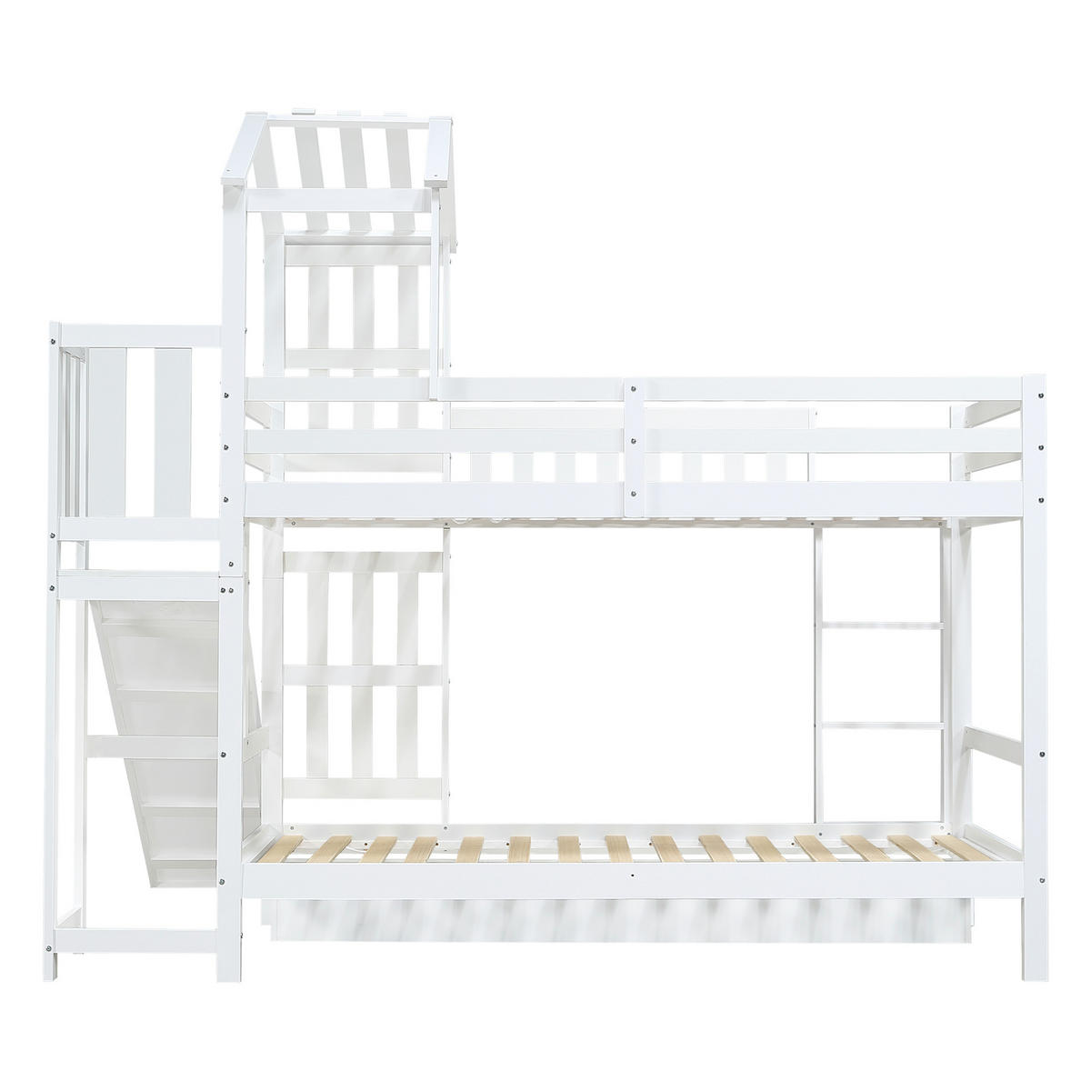 ETAGENBETT Kinderbett mit Rutsche Weiß - Weiß, Holz (90/200cm) - ComfortXL