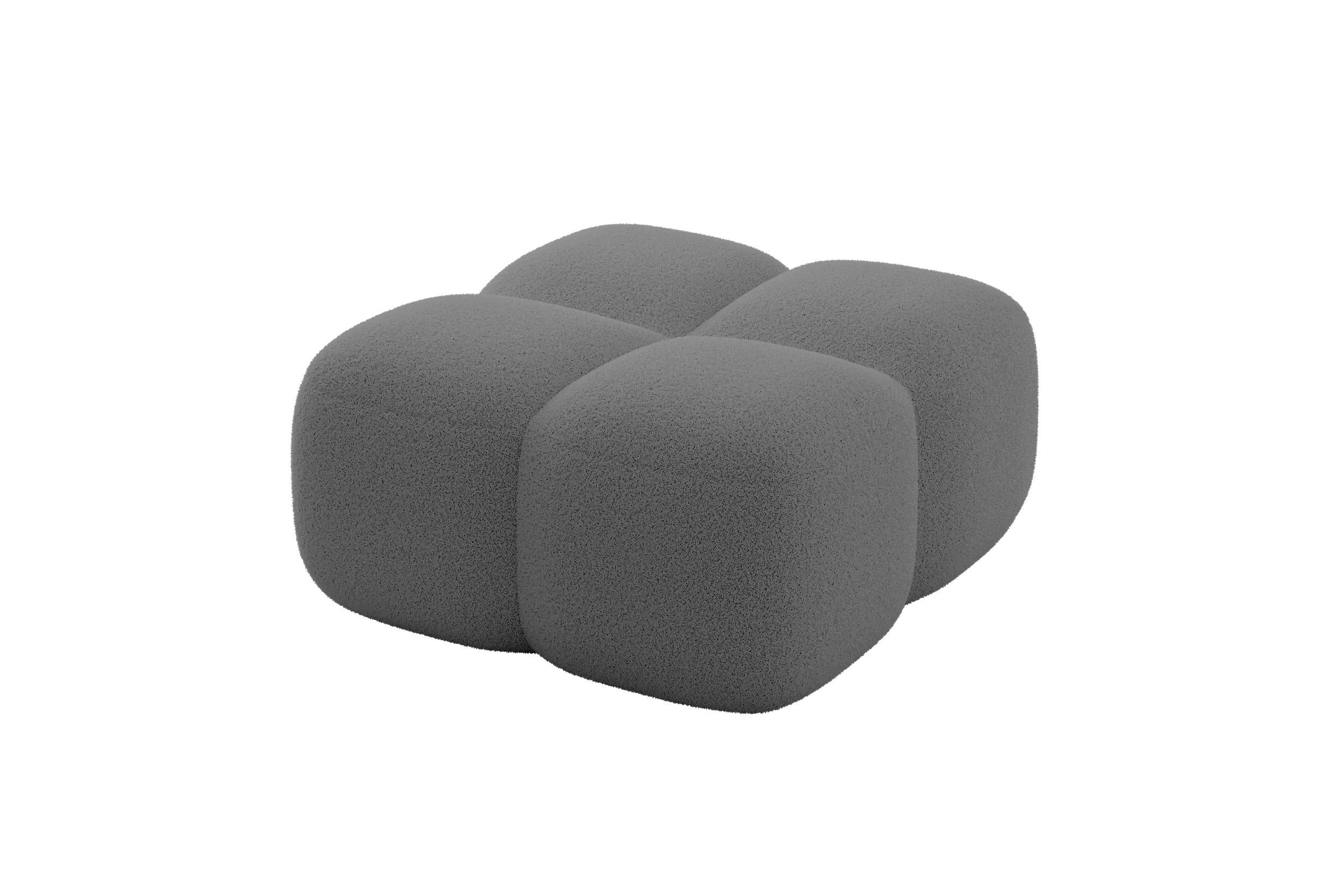 POUF Miko-Puf 90x90x45 Grau cm Bouclé Modular Sitzhocker - Chromfarben/Schwarz, Holzwerkstoff/Kunststoff (90/43/90cm) - ALTDECOR