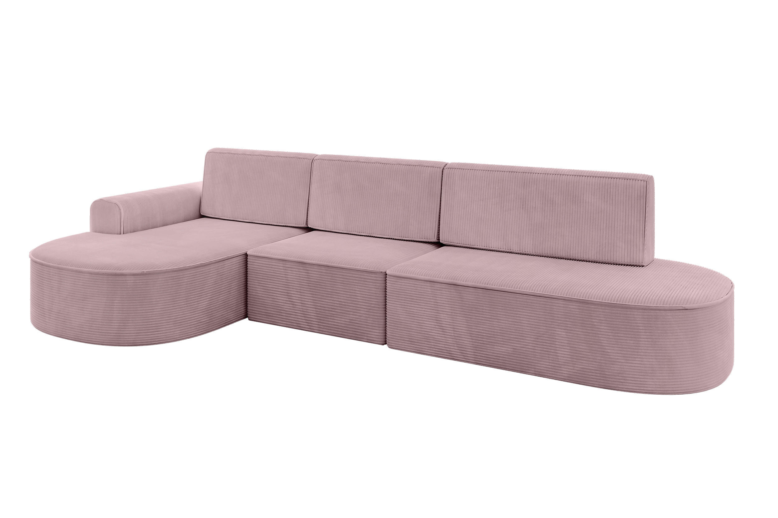 ECKSOFA mit Schlaffunktion Ottomane Links MARI L2-S 368X167X85 Rosa Cord - Schwarz/Rosa, Holzwerkstoff/Kunststoff (368/167cm) - ALTDECOR