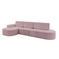 ECKSOFA mit Schlaffunktion Ottomane Links MARI L2-S 368X167X85 Rosa Cord - Schwarz/Rosa, Holzwerkstoff/Kunststoff (368/167cm) - ALTDECOR