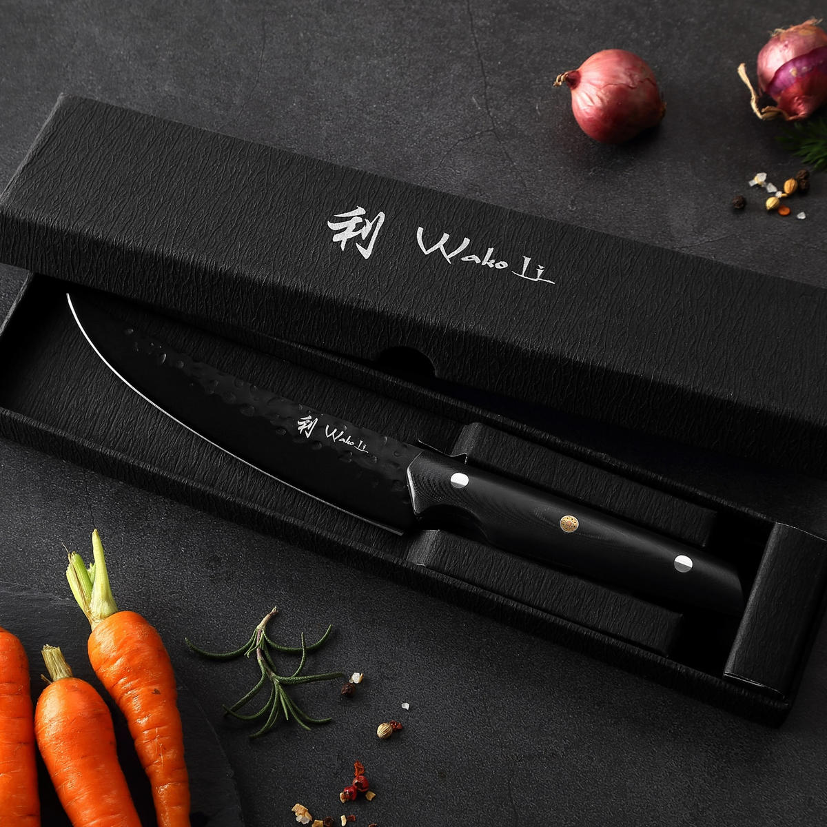 FILETIERMESSER 15 cm - Schwarz, Metall (1cm) - Wakoli