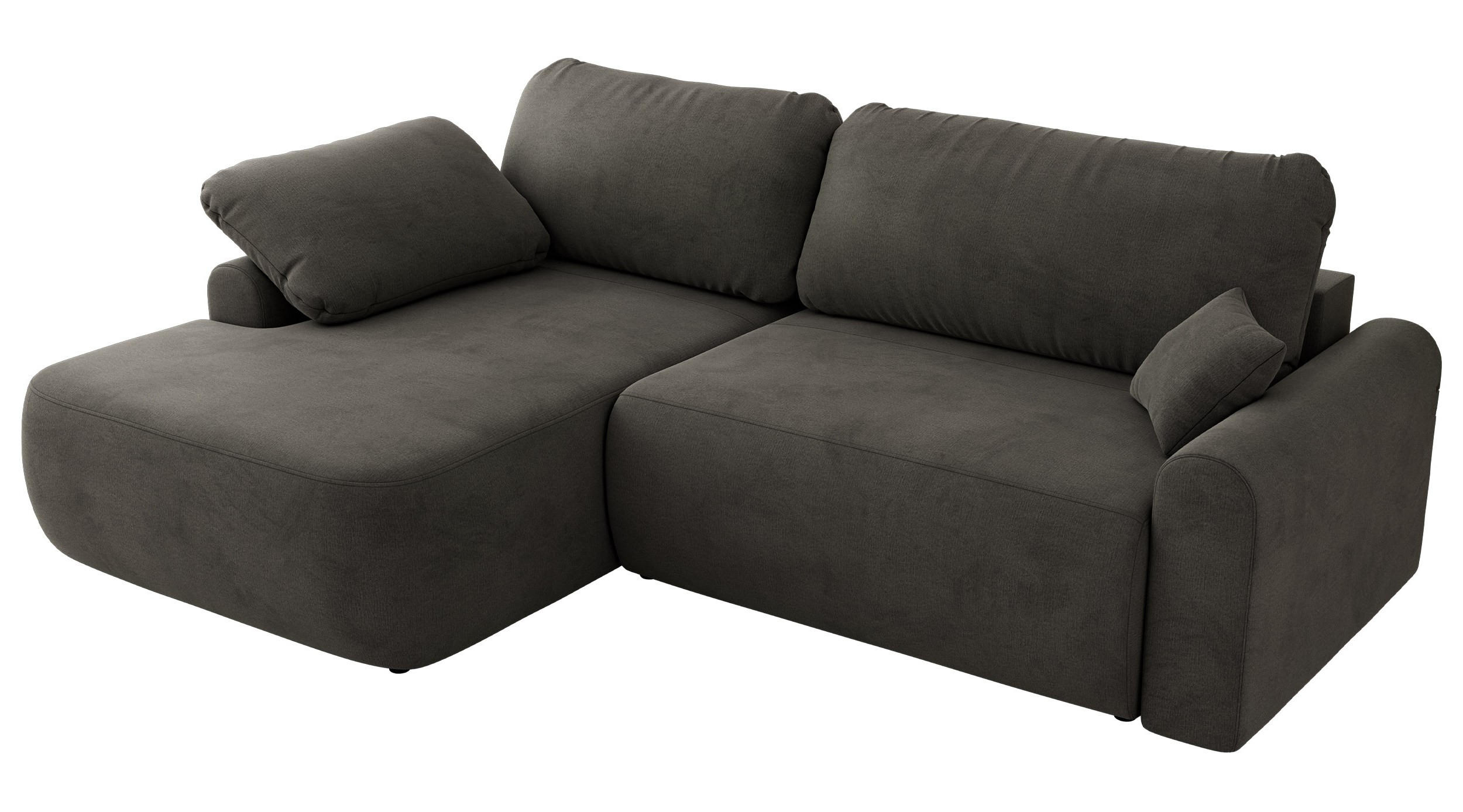 ECKSCHLAFSOFA CUBO L Dunkelgrau Velvet - links - Dunkelgrau/Schwarz, Kunststoff/Textil (273/187cm) - MKS