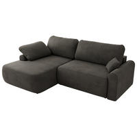 ECKSCHLAFSOFA CUBO L Dunkelgrau Velvet - links - Dunkelgrau/Schwarz, Kunststoff/Textil (273/187cm) - MKS