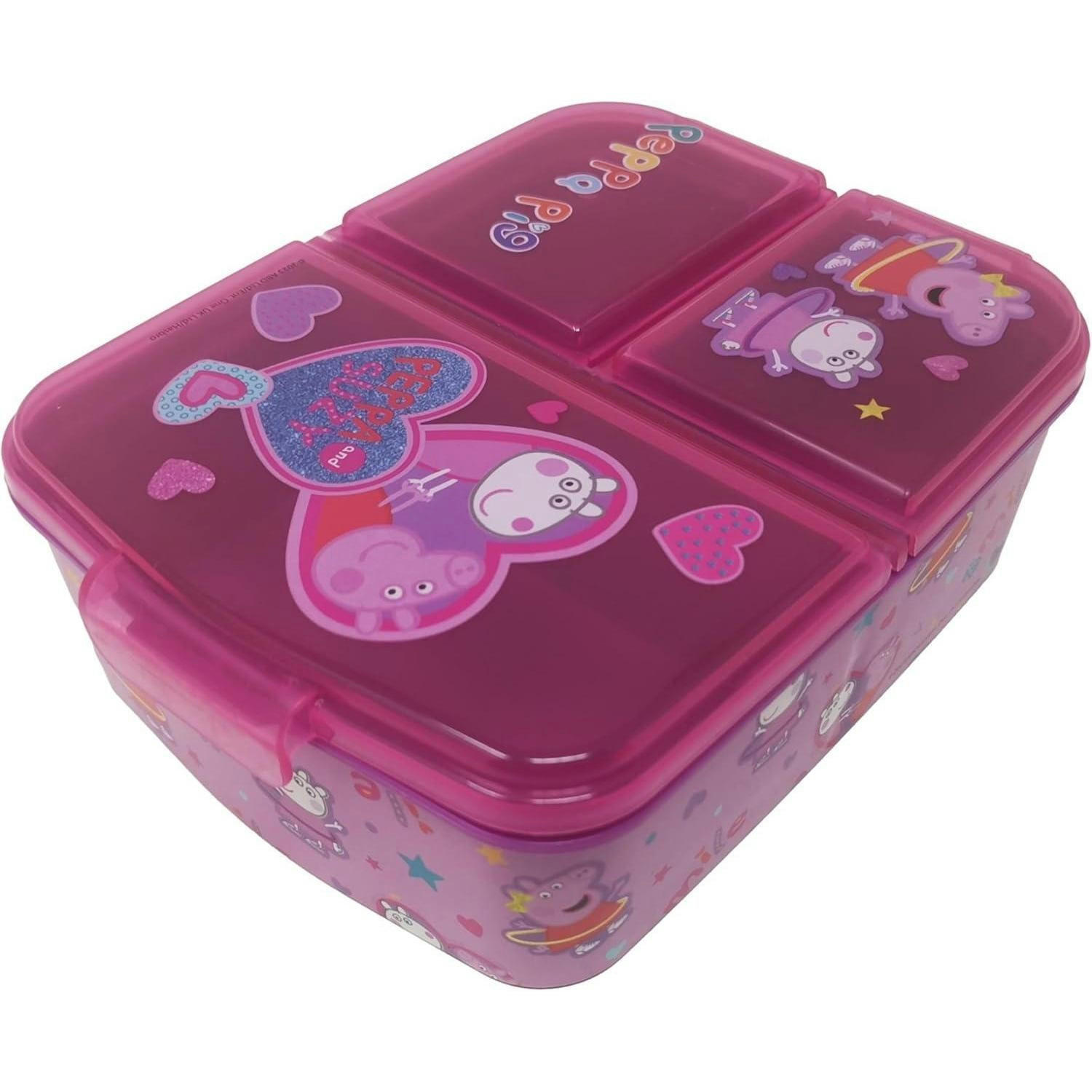 BROTDOSE mit Fächern Peppa Wutz 18 cm - Multicolor, Kunststoff (14/7/18cm)
