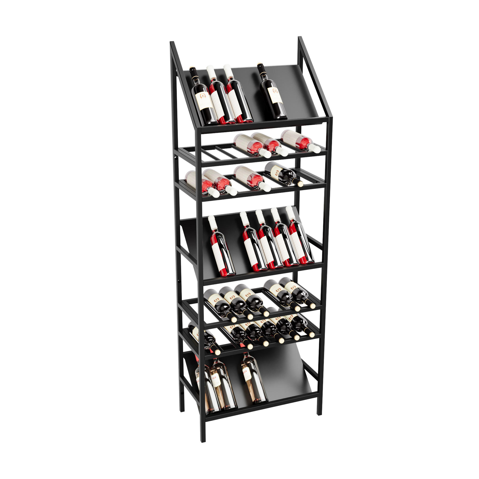 WEINREGAL für 49 Flaschen aus Metall, schwarz Alsace - Schwarz, Metall (60/170/30cm) - Metalo Pro