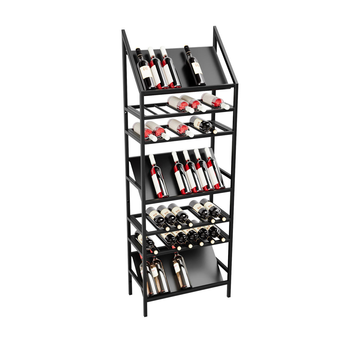 WEINREGAL für 49 Flaschen aus Metall, schwarz Alsace - Schwarz, Metall (60/170/30cm) - Metalo Pro