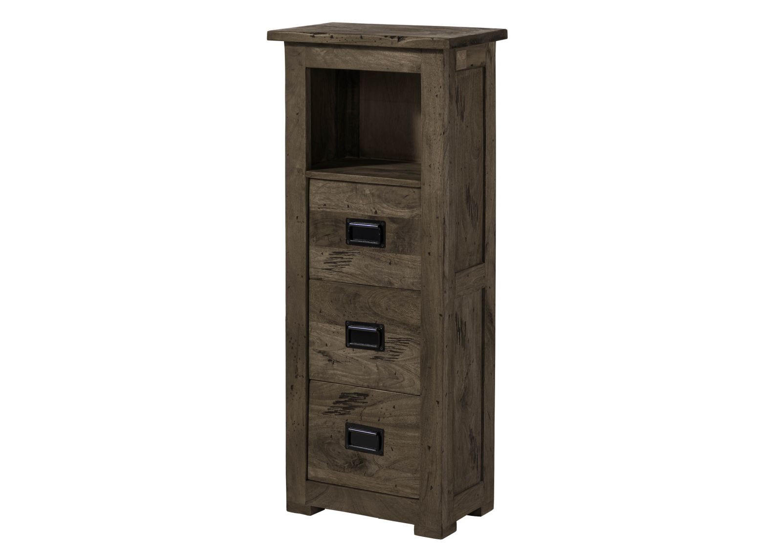 KOMMODE Mango 50x30x120 grau lackiert RAILWAY #281 - Grau, Holz (50/120/30cm) - Massivmoebel24
