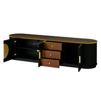 TV-ELEMENT 180/40/46 cm Schwarz mit 3 Schubladen und Aluminiumgriffe - Schwarz, Holz (180/46/40cm) - Oxeza