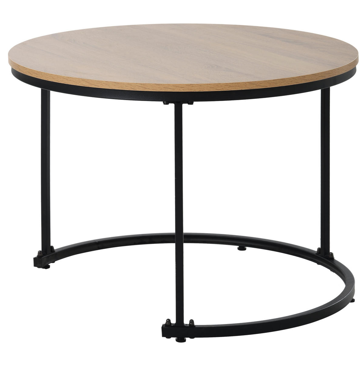 KONFERENČNÍ stolky, sada 2 ks, MDF v dekoru dubu/hnědá, kulaté,70.5/70.5/50 cm - přírodní, kompozitní dřevo (70.5/70.5/50cm) - BEAOK