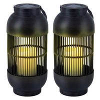 LED AUSSENLEUCHTE Solar Schwarz 2er Set - Schwarz, Kunststoff (14.5/14.5/33cm)