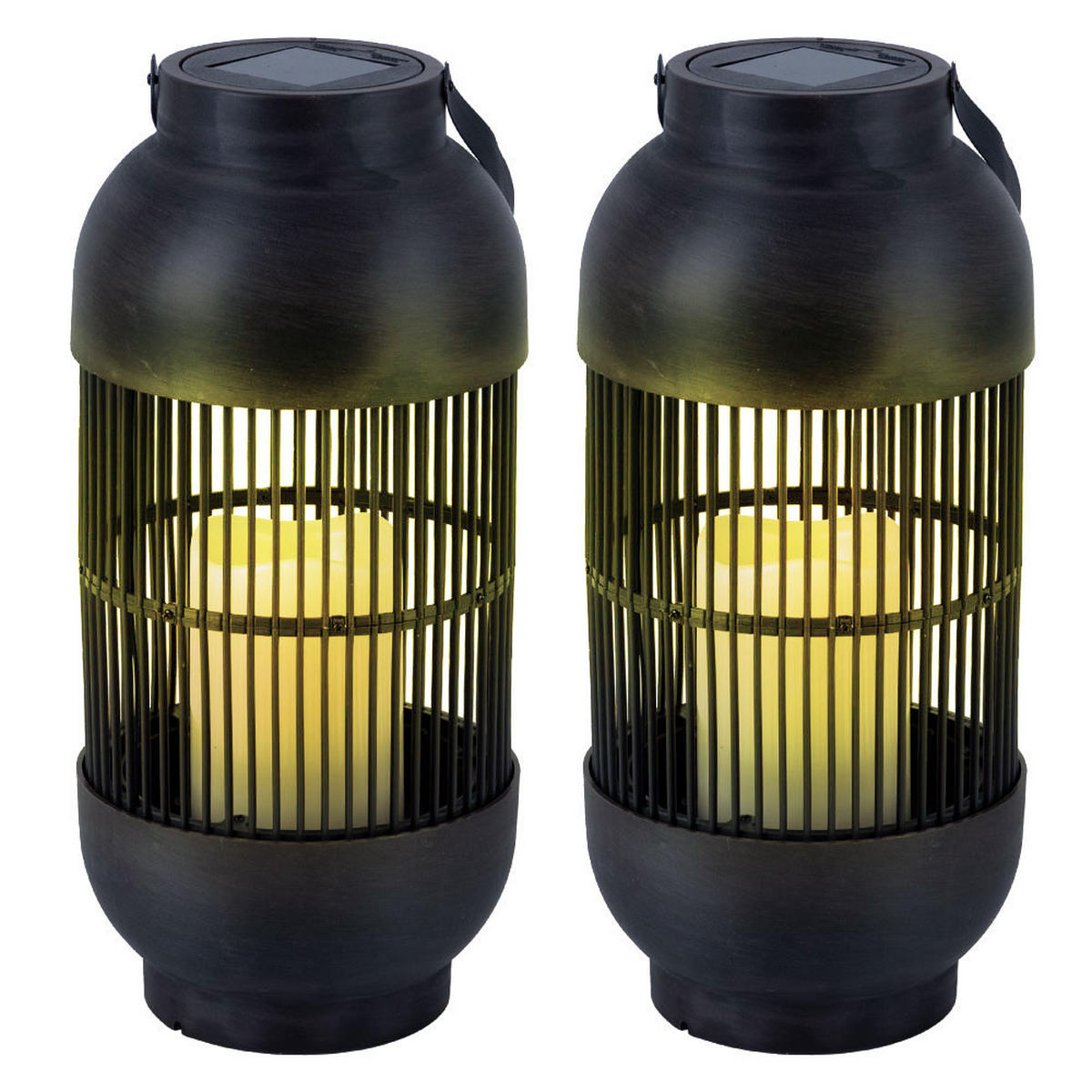 LED AUSSENLEUCHTE Solar Schwarz 2er Set - Schwarz, Kunststoff (14.5/14.5/33cm)