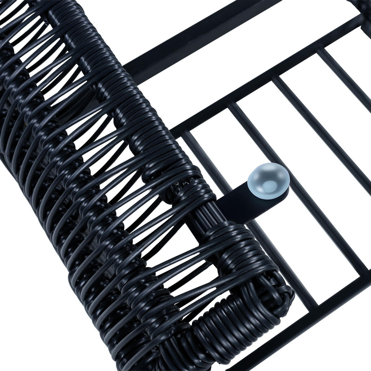 BALKONSET Gartenlounge-Set, 5-teilig, PE-Rattan, Schwarz+Dunkelblau - Schwarz, Metall - LVHOM