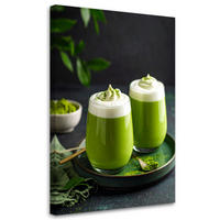 LEINWANDBILD Matcha Latte 80x120cm - Grün, Textil (80/120cm) - Feeby