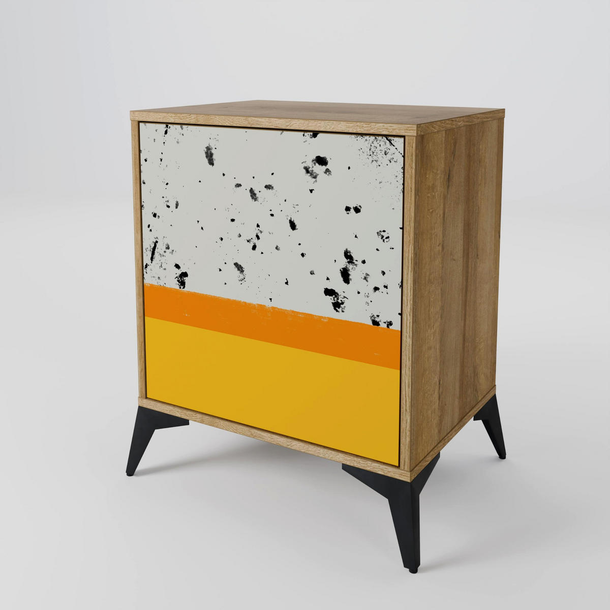 SIDEBOARD DYED BY ORANGE, Eichefarben, 57,5x42x72,5 cm, Schwarze Metallfüße - Eichefarben/Multicolor, Holzwerkstoff/Metall (57.5/72.5/42cm) - SpaceRebels