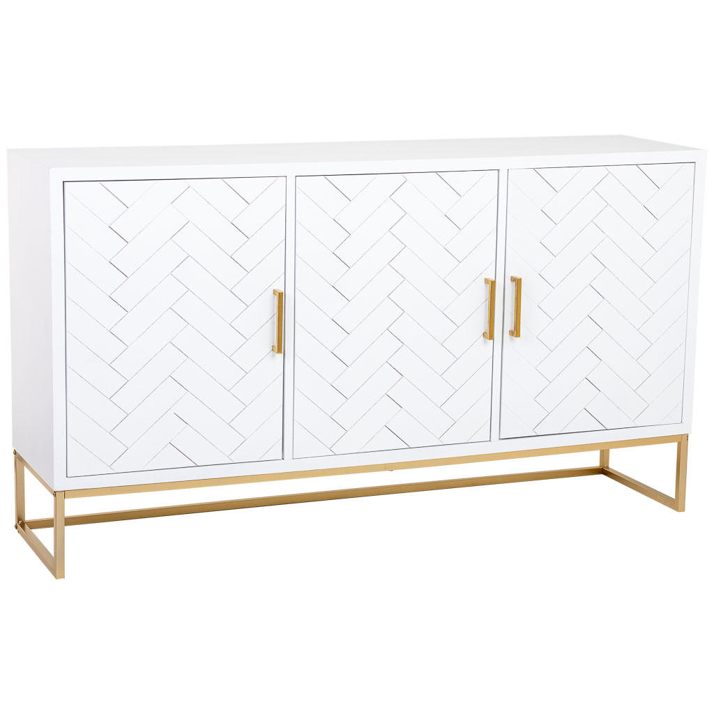 SIDEBOARD mit 3 türiges aus holz und metall 160x41x90 cm - Weiß, Holz (160/90/41cm) - Wanderlust