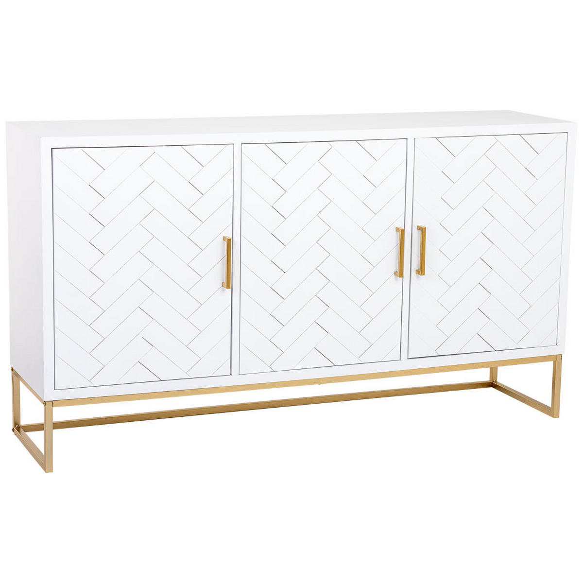 SIDEBOARD mit 3 türiges aus holz und metall 160x41x90 cm - Weiß, Holz (160/90/41cm) - Wanderlust