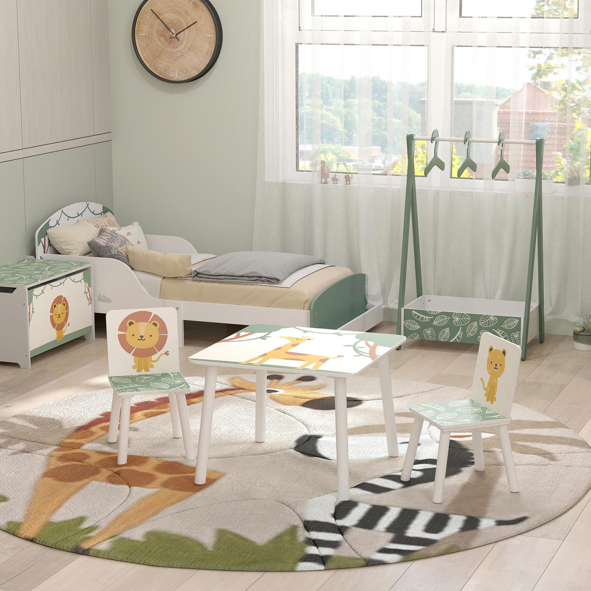 KINDERSITZGRUPPE DE-17535 2 Stühle mit Tiermotiven Grün - Grün, Holzwerkstoff (60/44/60cm) - ComfortXL
