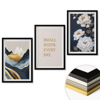WANDBILDER 3er-Set - 40x60 cm Schwarzer Rahmen - Abstrakte Berge und Blumen Inspiration - Schwarz, Kunststoff (40/60cm) - ArtPrintCave