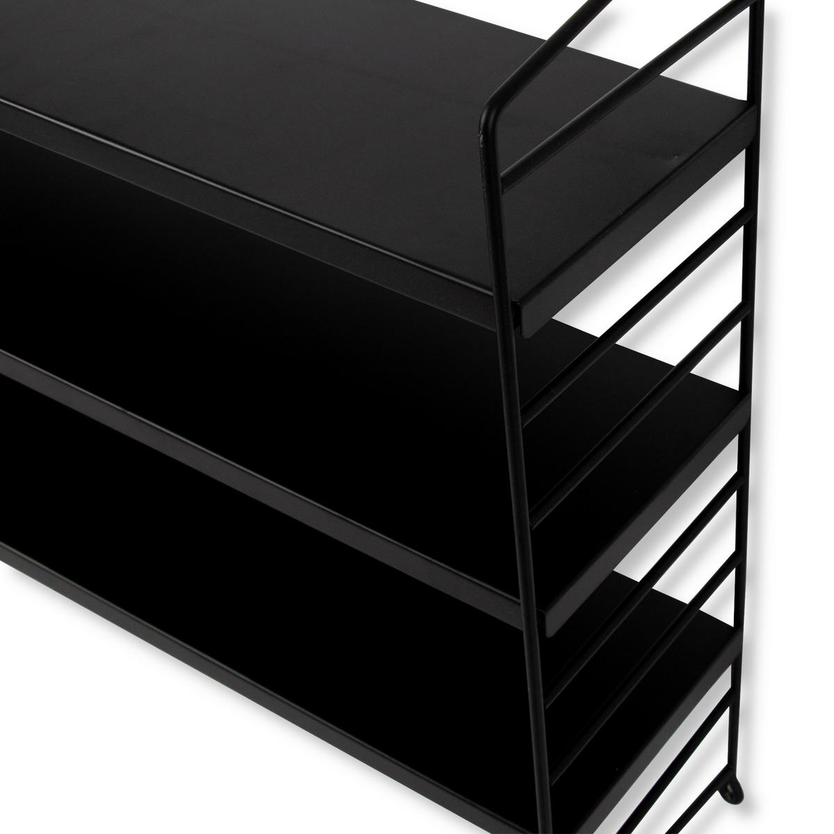 NÁSTĚNNÁ POLICE Strängnäs modulární - černá, kov (60/50/15cm) - [en.casa]