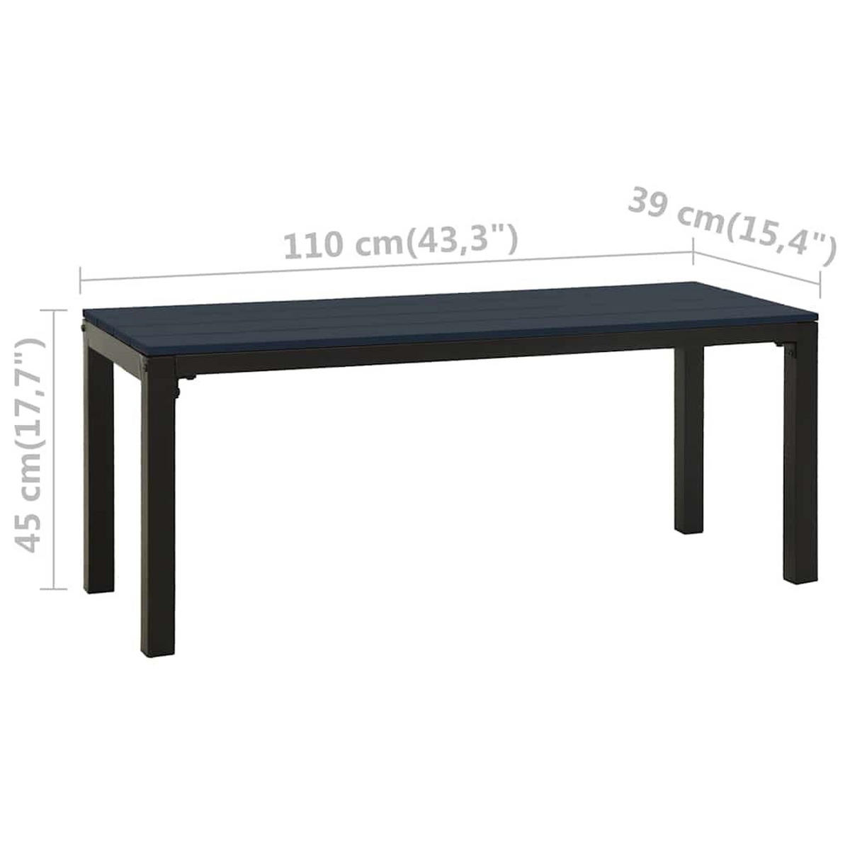GARTENBANK 110 Cm Stahl Und Wpc Schwarz - Schwarz, Metall (110/45/39cm) - vidaXL