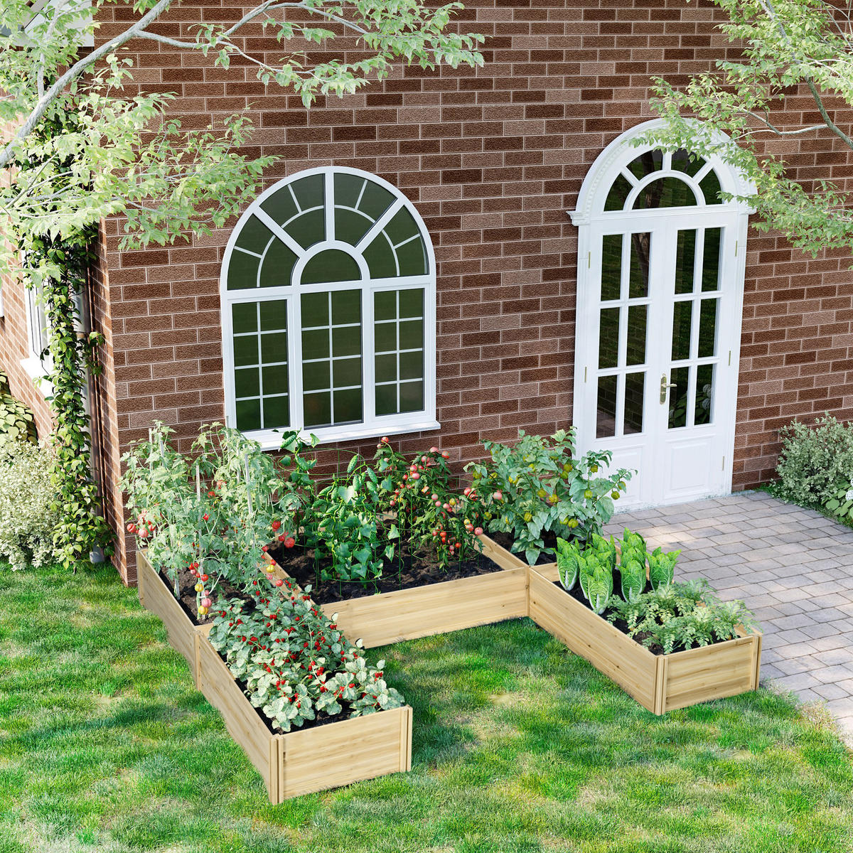 HOCHBEET-SET DE-12130 modulares 5er-Set, 230/230/28 cm Natur - Naturfarben, Holz (230/28/230cm) - ComfortXL