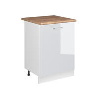 KUCHYNSKÁ SPODNÁ SKRINKA R-Line, Biely vysoký lesk/biely, 60 cm s 1 dverami Goldkraft tammi työtaso - biela/biela s vysokým leskom, kompozitné drevo (60/81.6/60cm) - Vicco