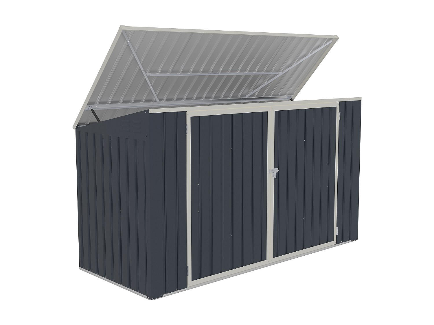 MÜLLTONNENBOX - 235cm x 97cm - Stahl - anthrazitgrau - ILARIO - Anthrazit, Metall (235/112/97cm) - Vente-Unique