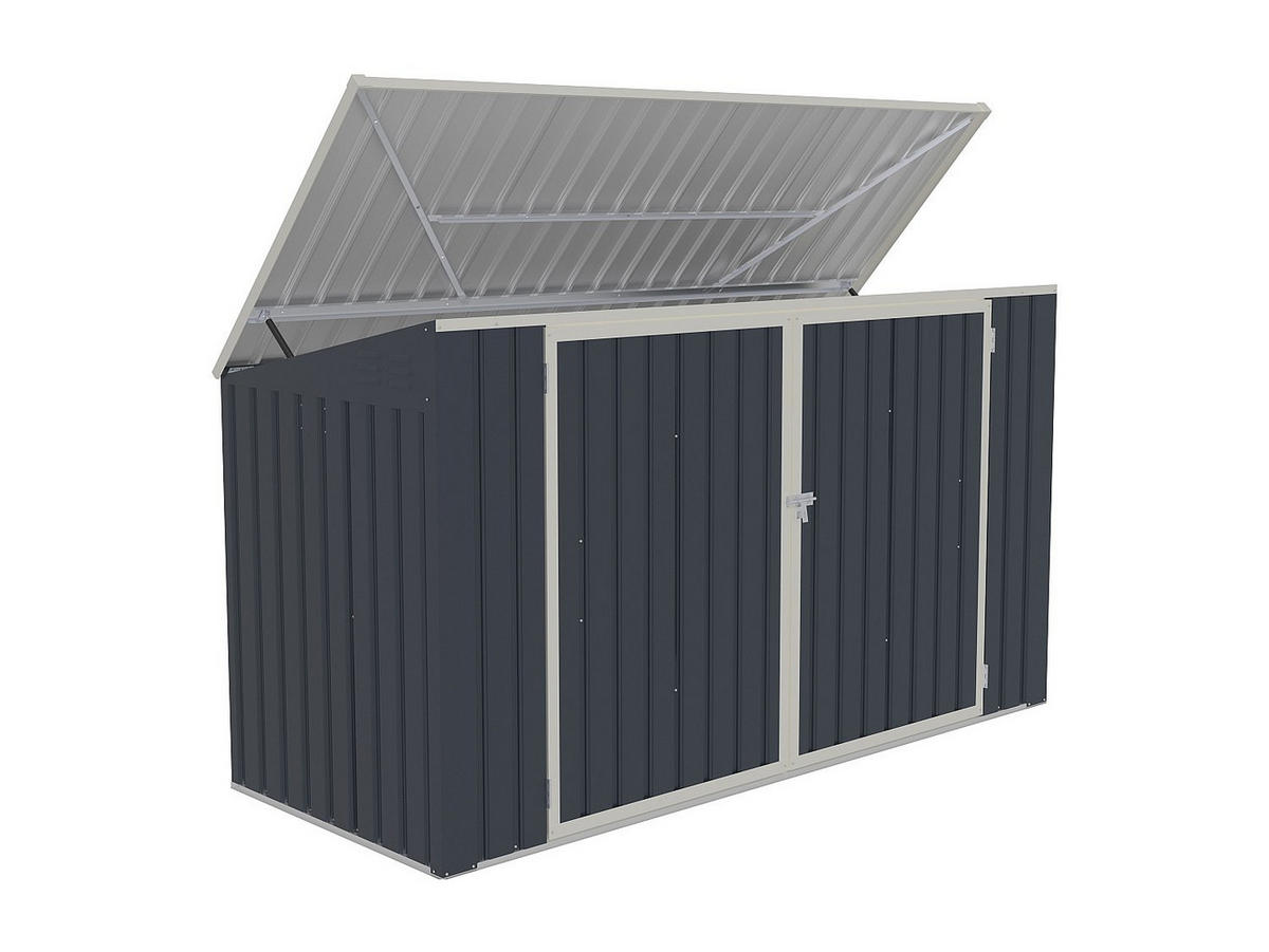 MÜLLTONNENBOX - 235cm x 97cm - Stahl - anthrazitgrau - ILARIO - Anthrazit, Metall (235/112/97cm) - Vente-Unique