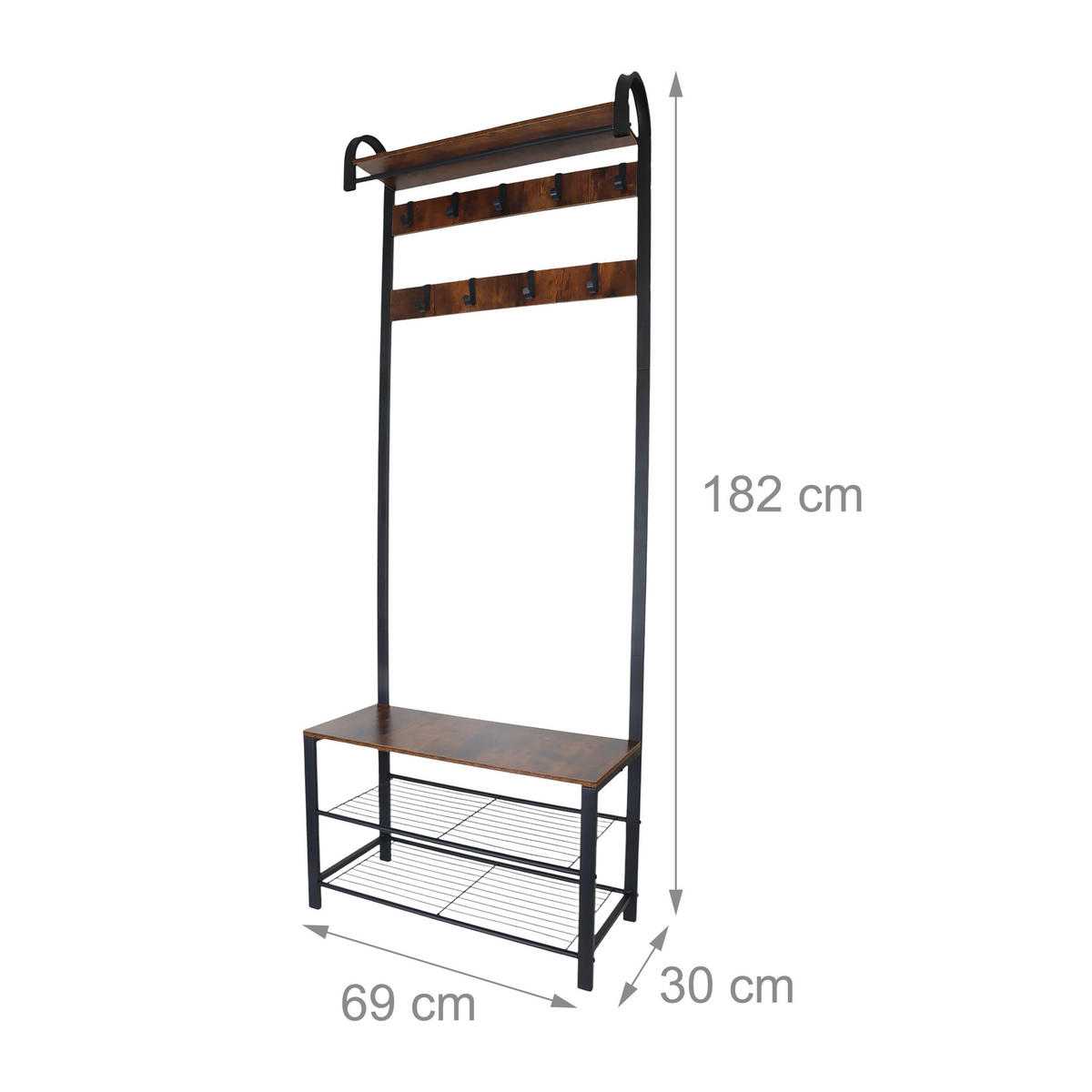 GARDEROBE - Multicolor, Holzwerkstoff/Metall (69/182/30cm) - Relaxdays