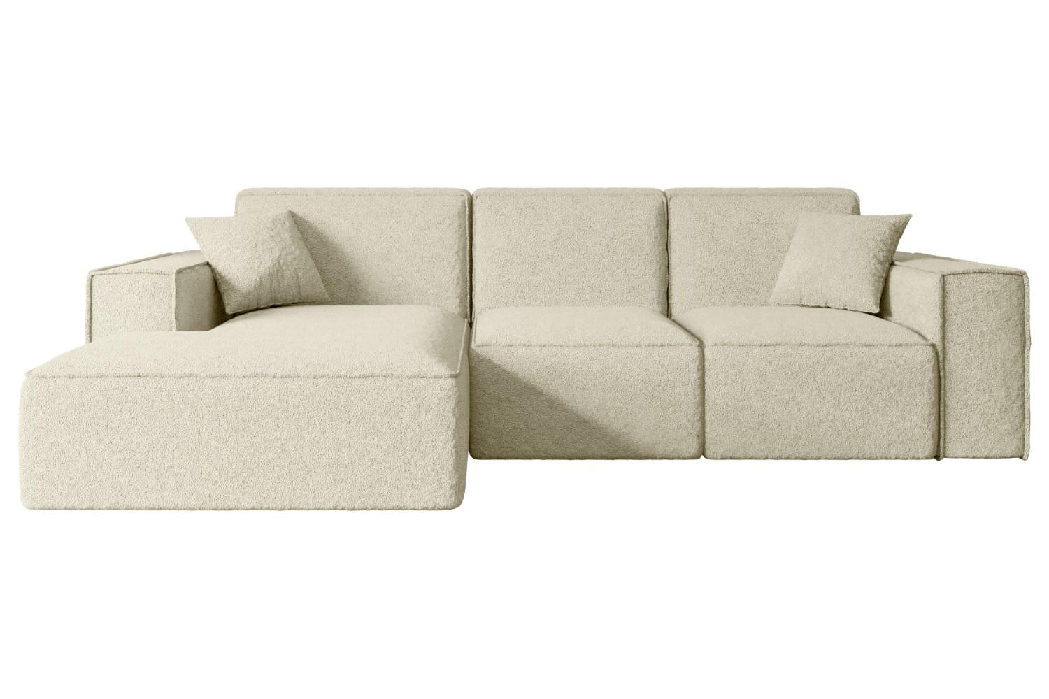 ECKSOFA Ottomane Links SERRA-L - 266x165x73 cm Beige Bouclé - Beige/Schwarz, Holzwerkstoff/Kunststoff (165/266cm) - ALTDECOR