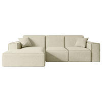 ECKSOFA Ottomane Links SERRA-L - 266x165x73 cm Beige Bouclé - Beige/Schwarz, Holzwerkstoff/Kunststoff (165/266cm) - ALTDECOR
