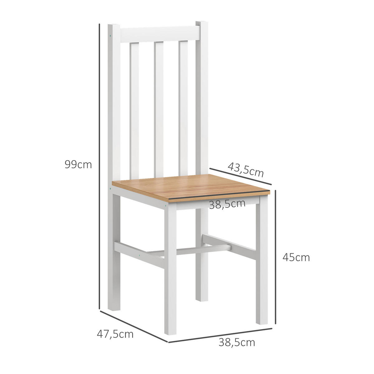 ESSZIMMERSTÜHLE 4er-Set Naturfarben 47.5/38.5/99.0 cm - Naturfarben, Holz (38.5/99/47.5cm)