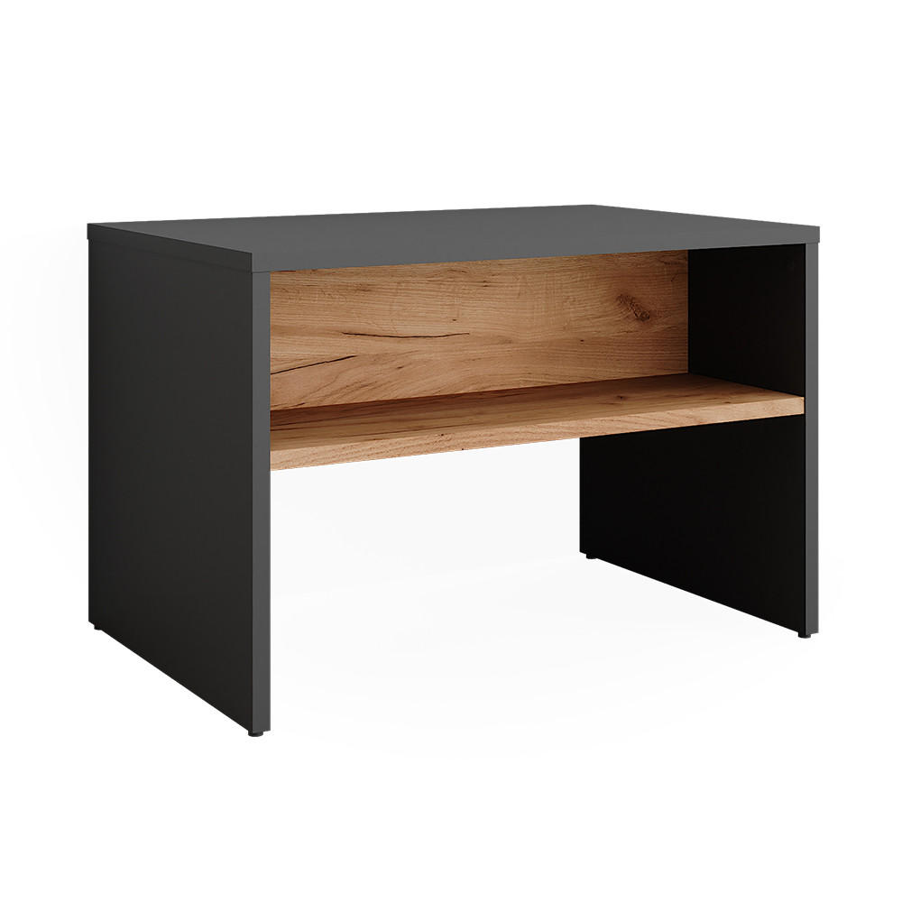 SCHUHBANK Orlando Anthrazit/Goldkraft Eiche 60 x 60 cm - Honigeiche/Anthrazit, Holzwerkstoff (60/60/40cm) - Vicco