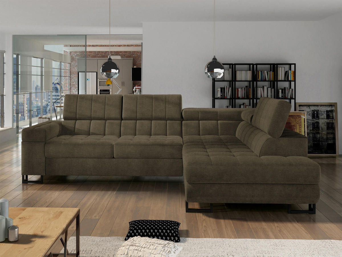 ECKSOFA Laris, Seite: Rechts - Schwarz/Braun, Holz/Textil (271/203cm) - MIRJAN24