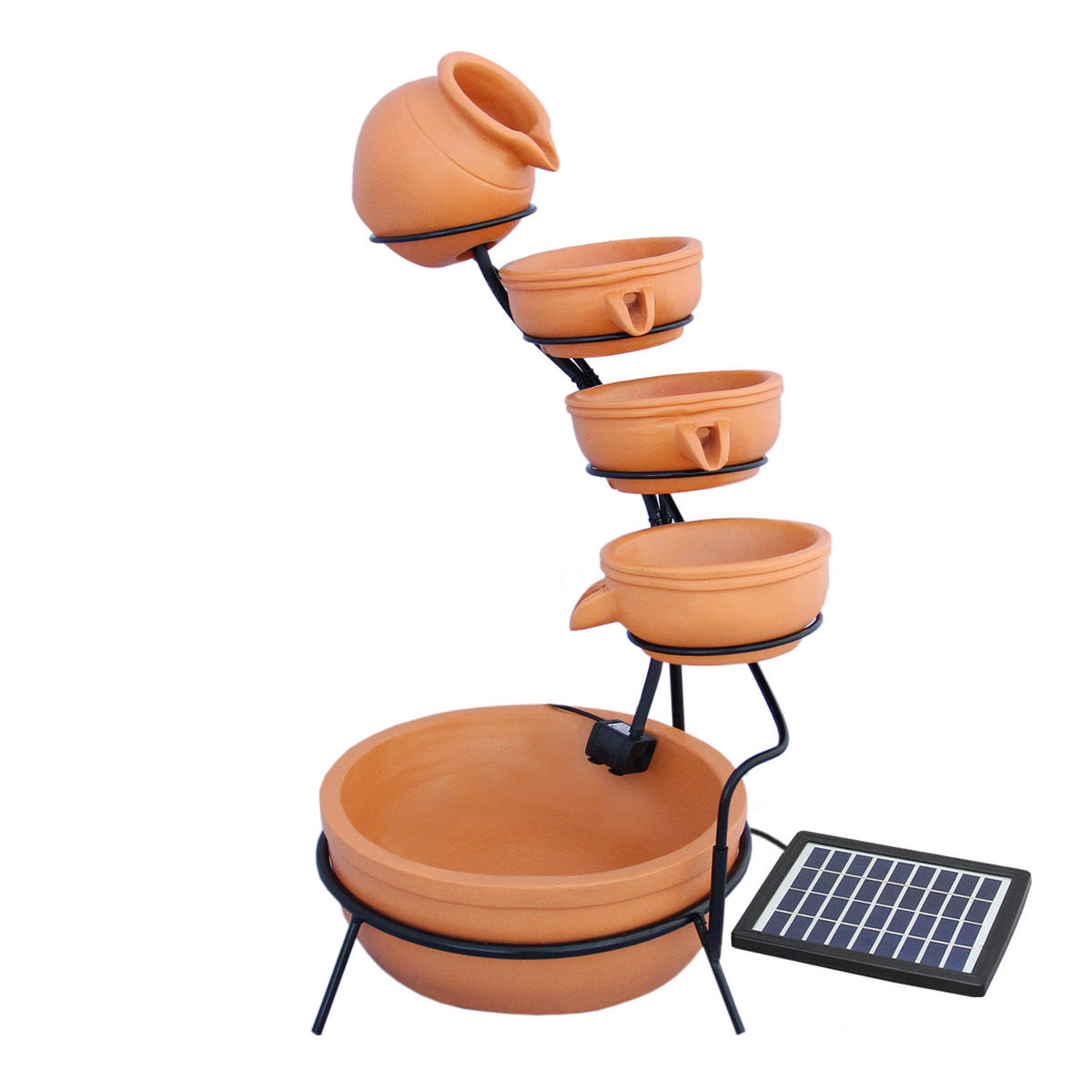 KASKADENBRUNNEN Solar mit Akku - Terracotta - Terra cotta, Kunststoff (50/44/1cm) - Monstershop
