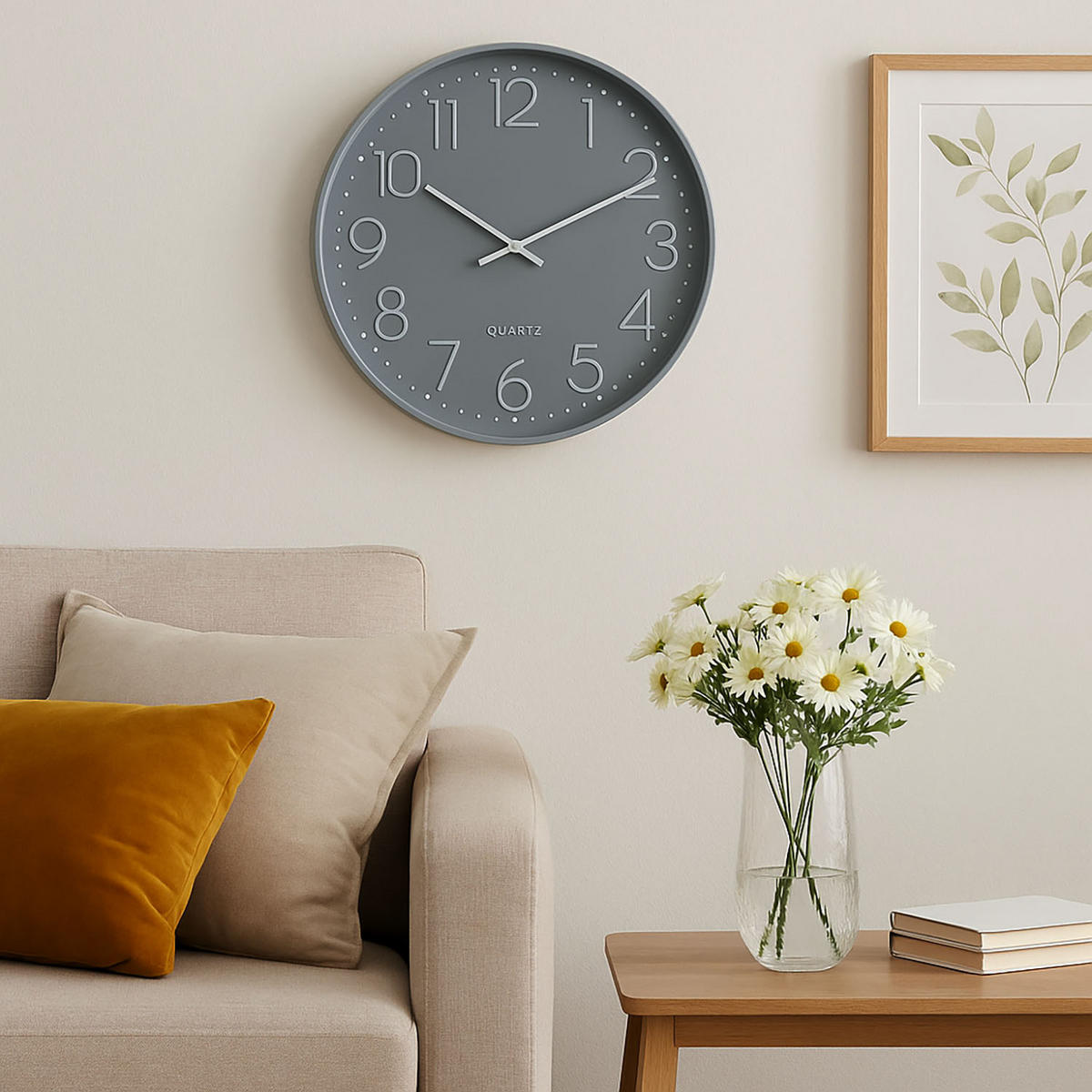 WANDUHR mit gut lesbarem Zifferblatt 53/5/53 cm - Grau, Kunststoff (5/53/53cm) - Home Styling Collection