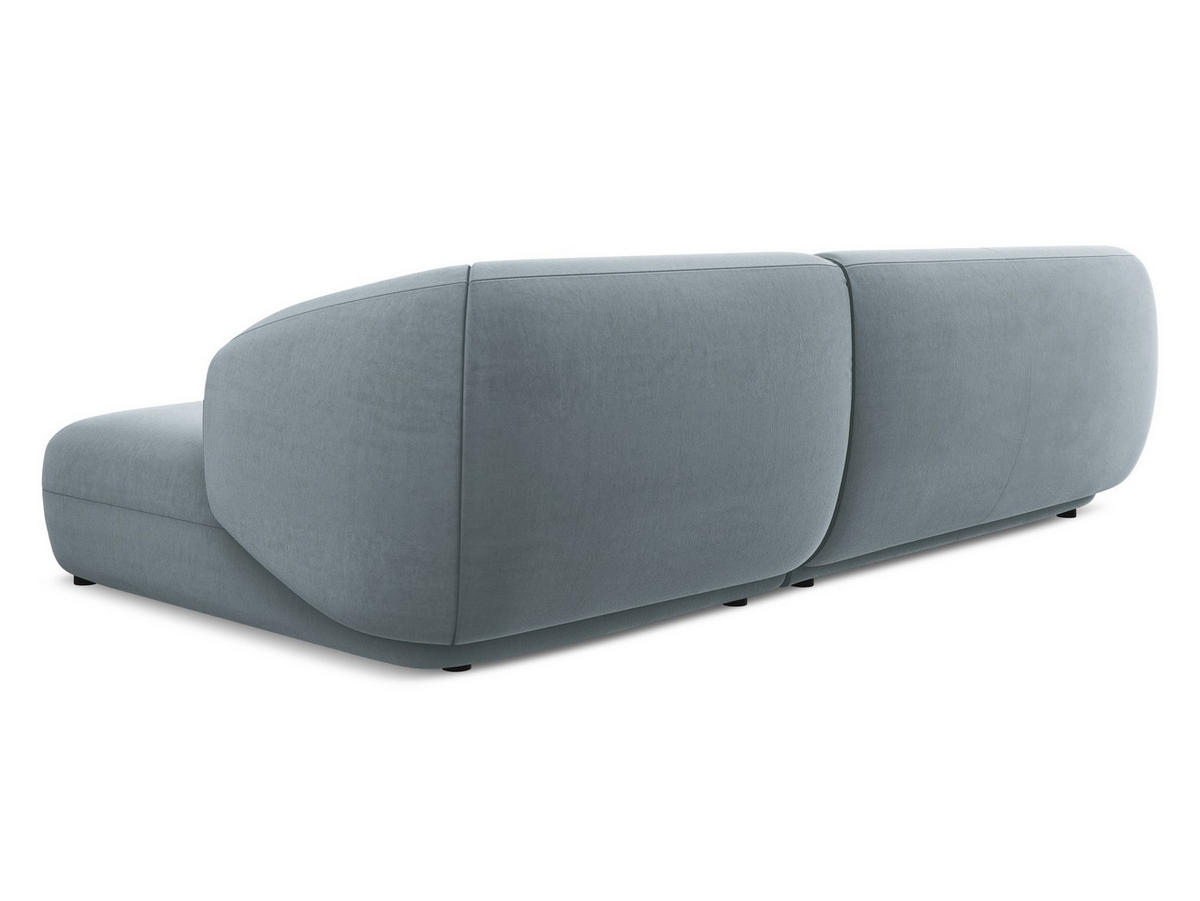 ECKSOFA Rechts Samt Stoff Blau - Blau/Schwarz, Kunststoff/Textil (280/156cm) - Makamii