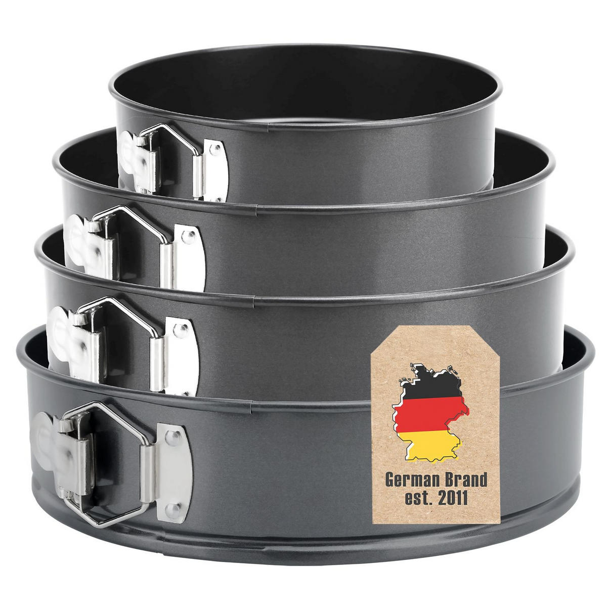 SPRINGFORMEN-SET (4-tlg.) - Grau, Metall (27/6.5/27cm) - Intirilife