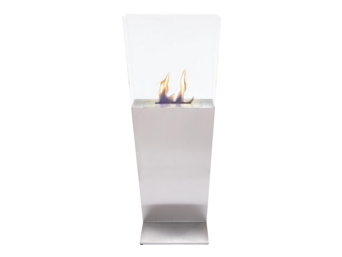 BIOETHANOL-KAMIN Silber Bodenmodell inklusive 0.8 L Brennblock - Silberfarben, Metall (45/137/50cm) - Purline