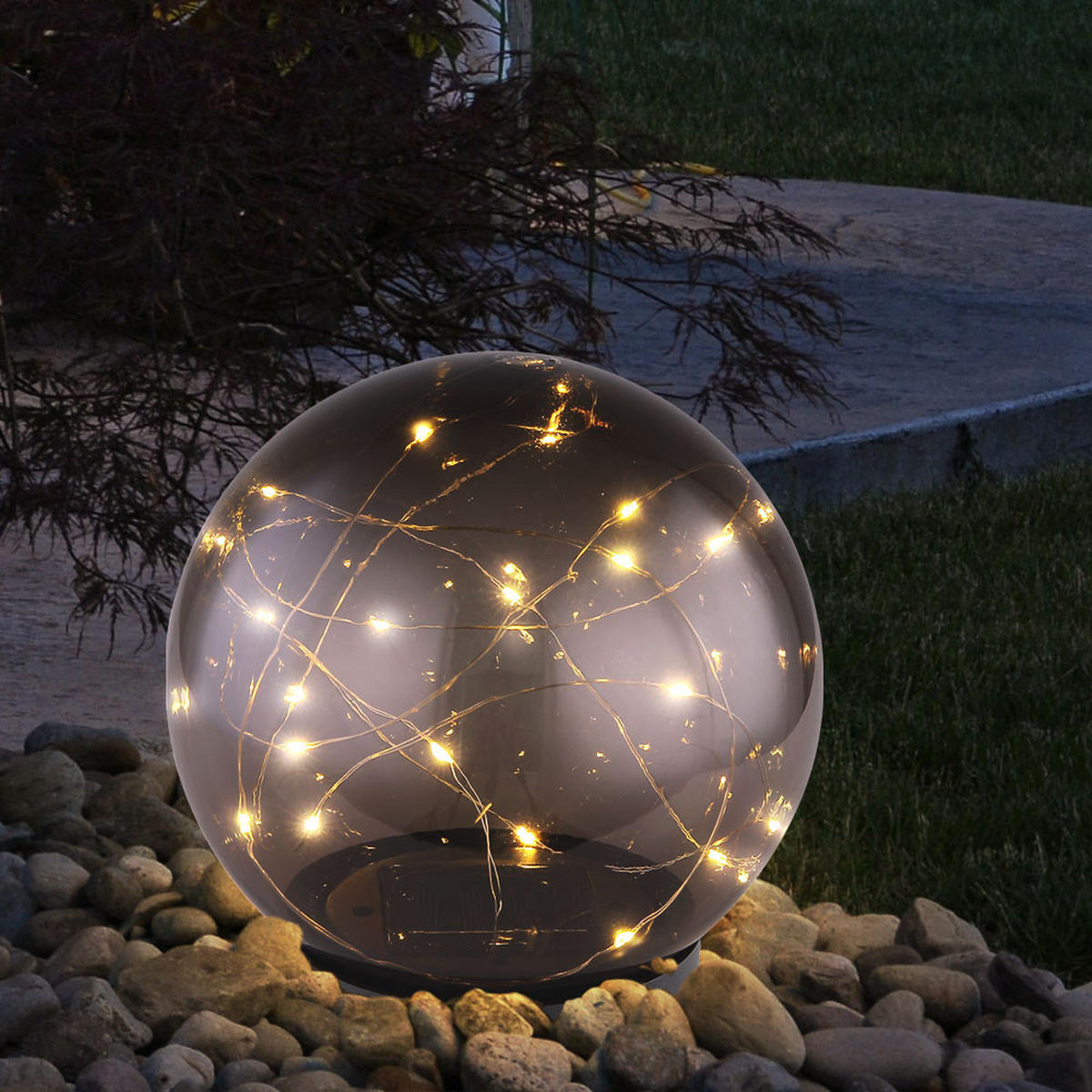 LED AUSSENLEUCHTE Kugel grau 2er Set - Grau, Kunststoff (20/20/30cm) - Globo Lighting