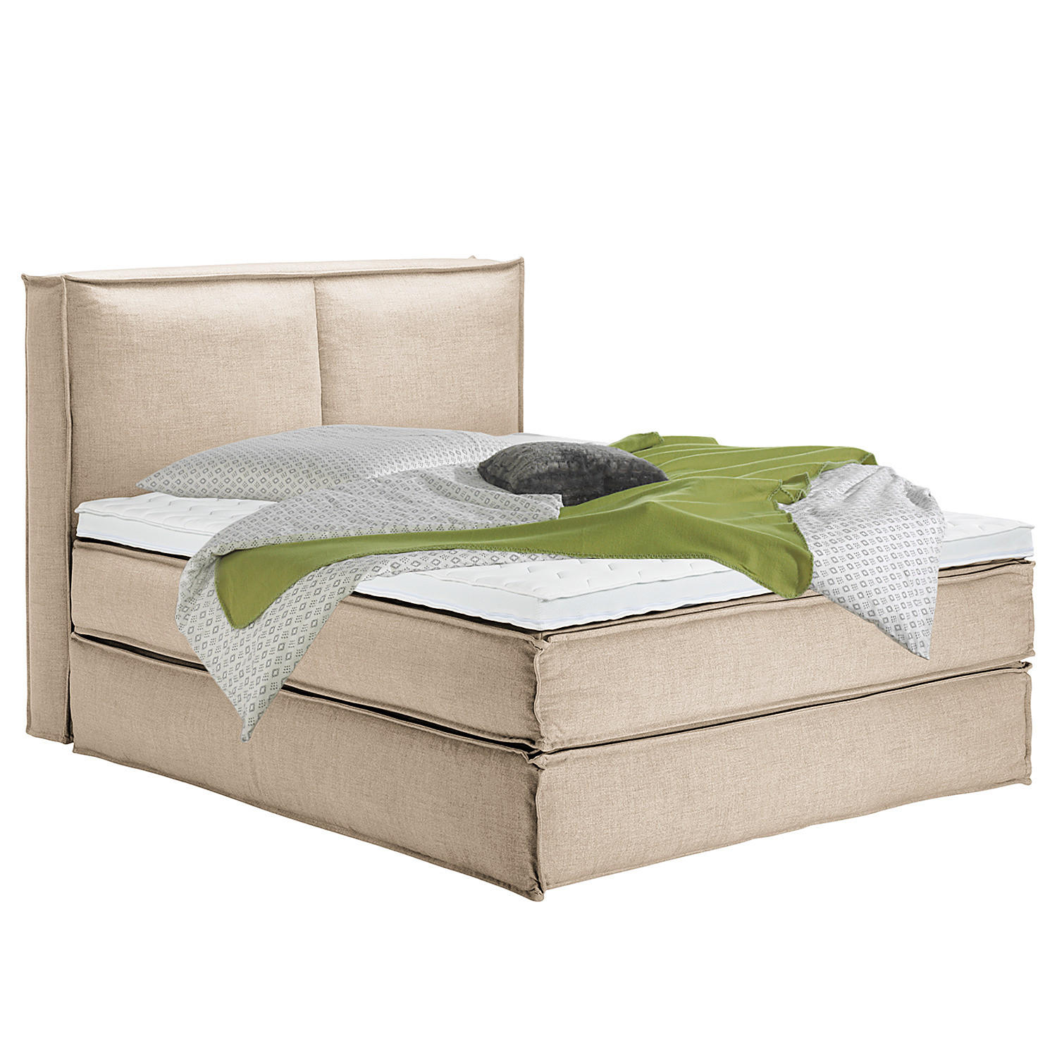 BOXSPRINGBETT mit Kopfteil - Premium - Beige, Textil (160/200cm) - home24