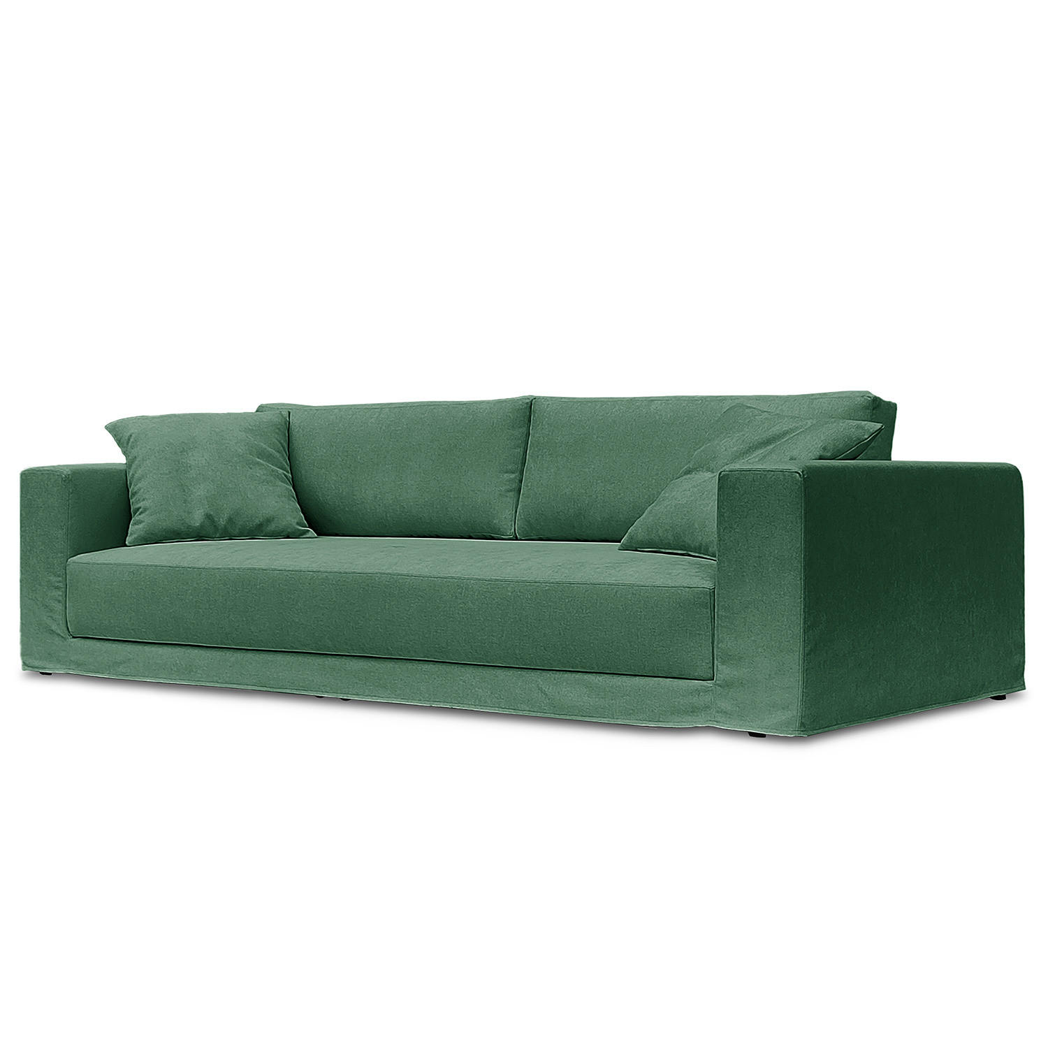 BIGSOFA mit Wechselbezug - Webstoff - Schwarz/Grün, Kunststoff/Textil (265/63/122cm) - home24