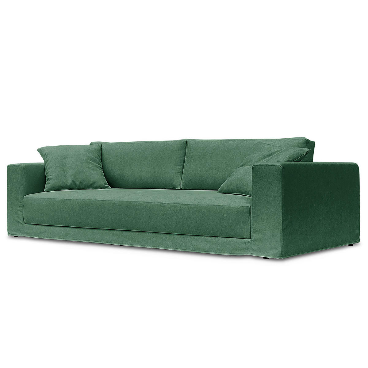 BIGSOFA mit Wechselbezug - Webstoff - Schwarz/Grün, Kunststoff/Textil (265/63/122cm) - home24