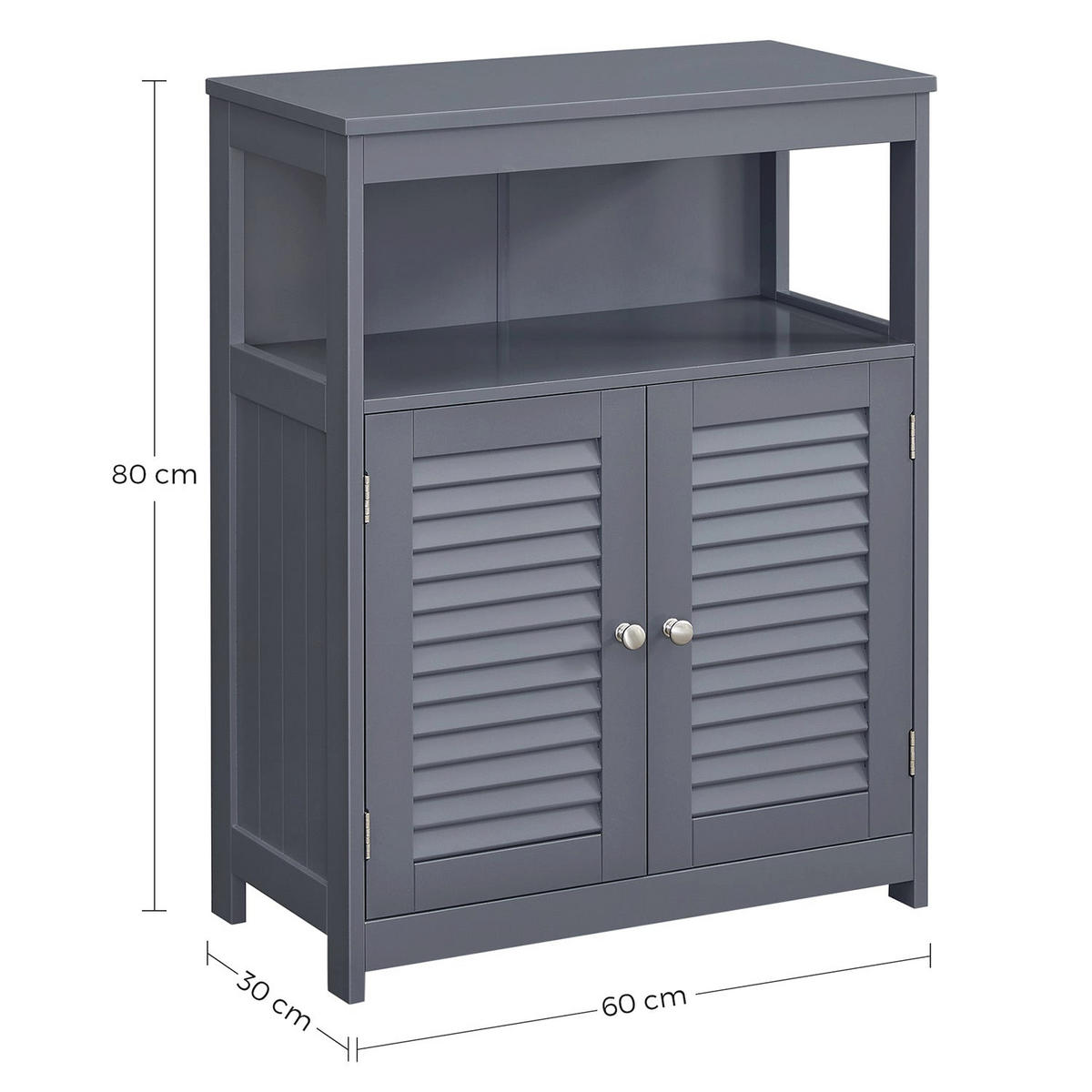 BADEZIMMERSCHRANK ALMATY - Grau, Holzwerkstoff (60/80/30cm) - Hansiro