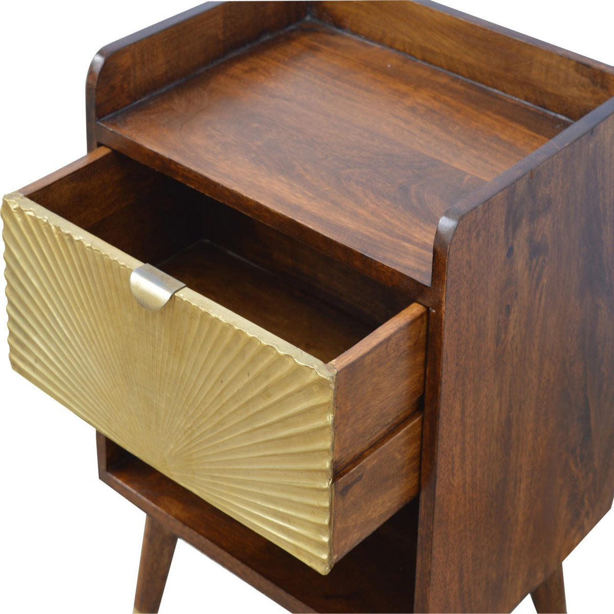 NACHTTISCH aus Massivholz - Messingfarben/Braun, Holz/Metall (45/58/35cm) - Artisan Furniture