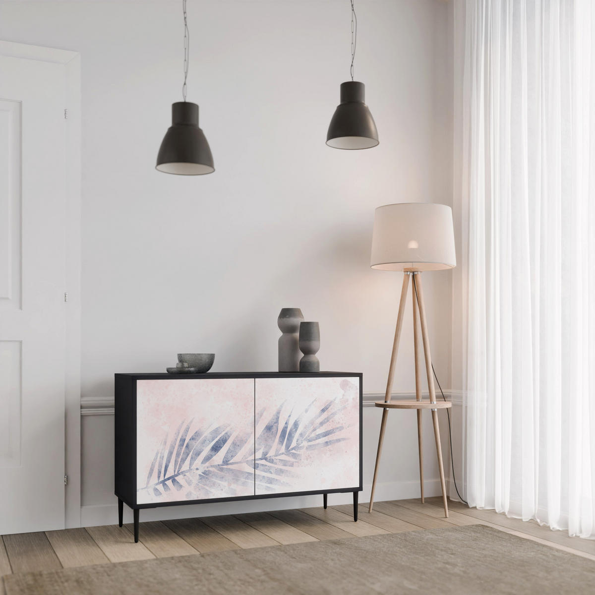 SIDEBOARD TIMELESS FLOAT, Eicheneffekt, 111x42x77,5 cm, 2 Türen - Eichefarben/Buchefarben, Holzwerkstoff/Buchenholz (111/77.5/42cm) - SpaceRebels