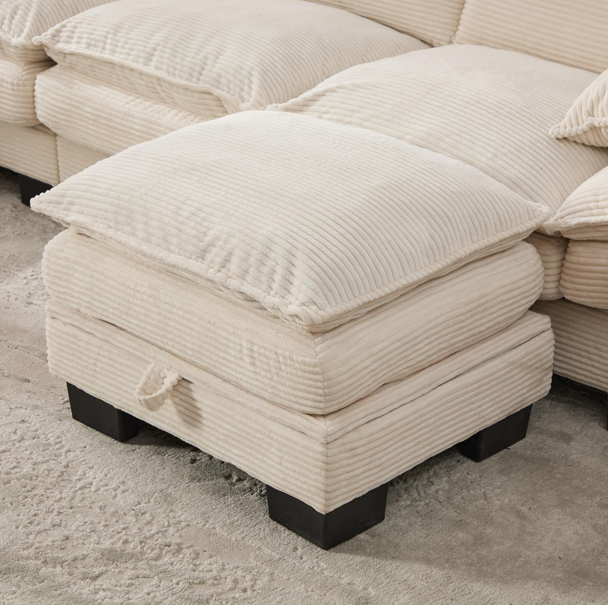 SOFA 2-Sitzer mit Hocker 190 x 132 cm Cord Beige - Beige, Kunststoff (132/190.1cm) - Meubliv