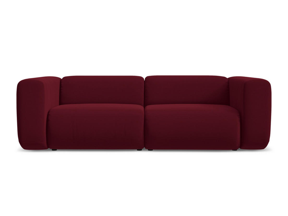 3-SITZER SOFA Samt Stoff Rot - Bordeaux/Rot, Kunststoff/Textil (228/70/89cm) - Makamii